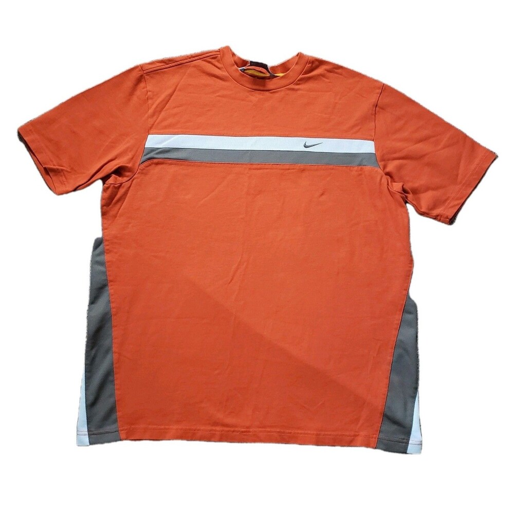 Vintage Y2K Nike Silver Tag Sz Large Mens Orange Mesh Side T-Shirt Athletic